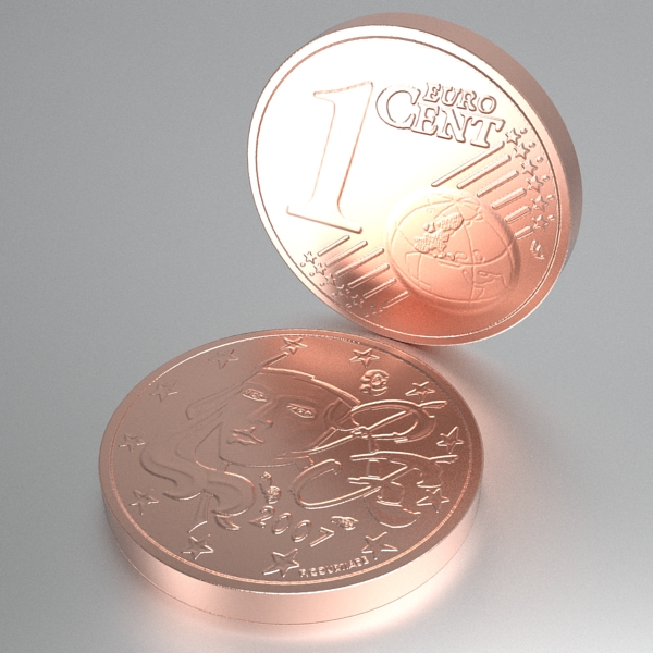 french euro coins 3d model 3ds fbx skp obj 120560