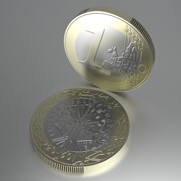 french euro coins 3d model 3ds fbx skp obj 120567