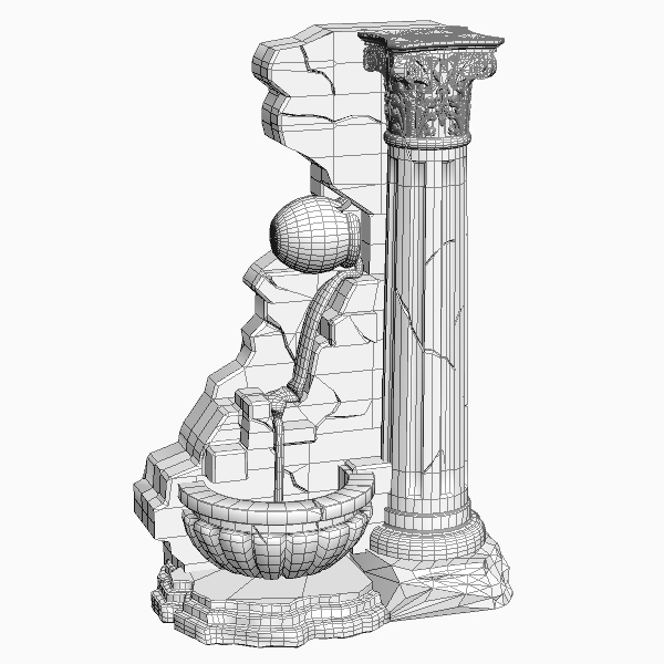 fountain and stone column 3d model 3ds max texture obj 114770