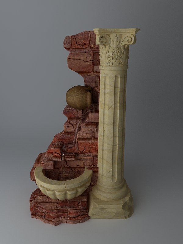 fountain and stone column 3d model 3ds max texture obj 114772
