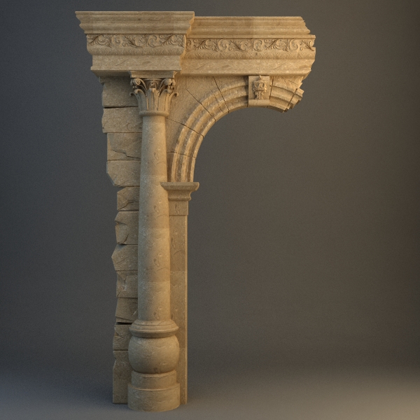old stone column and arch 3d model max texture obj 114713