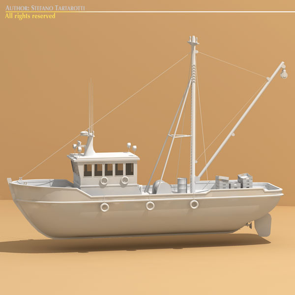fishing boat 3d model 3ds dxf c4d obj 77742
