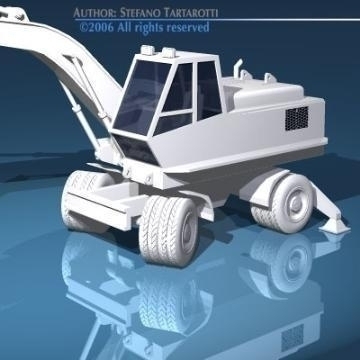 excavator with wheels 3d model 3ds dxf other obj 78316
