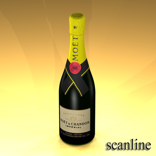 champagne moet chandon bottle 3d model 3ds max fbx obj 143491
