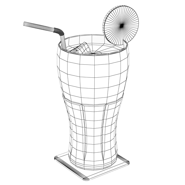 coke coca cola glass, coaster, straw and lemon 3d model 3ds max fbx obj 147727