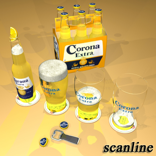 corona beer collection 3d model 3ds max fbx obj 141549