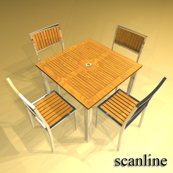 exterior bar table, chair, and parasol 3d model 3ds max obj 148344