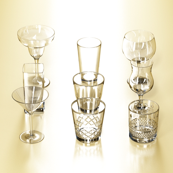 glassware collection – 9 glasses and cups 3d model 3ds max fbx obj 140464