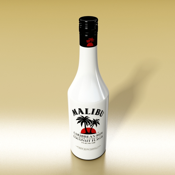 high detailed liquor bottle : malibu. 3d model 3ds max fbx obj 138817