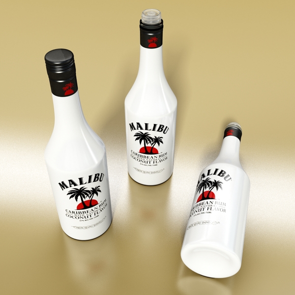 high detailed liquor bottle : malibu. 3d model 3ds max fbx obj 138821