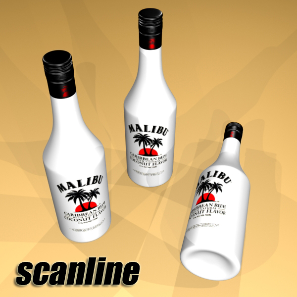 high detailed liquor bottle : malibu. 3d model 3ds max fbx obj 138823