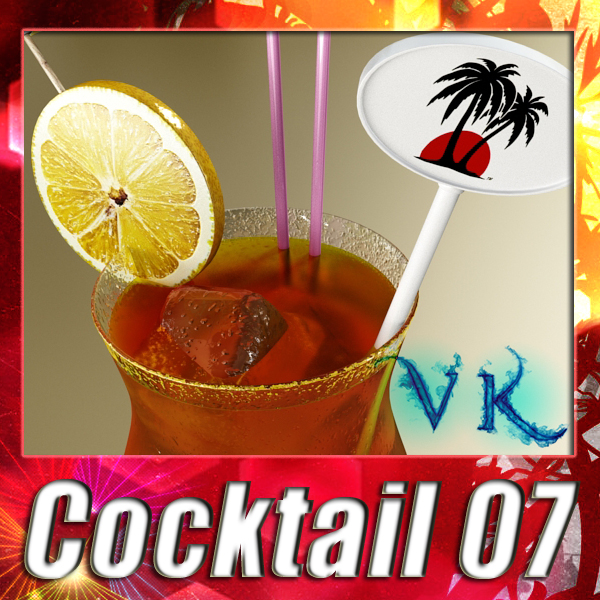 high detailed malibu cocktail with umbrella. 3d model 3ds max fbx obj 138971