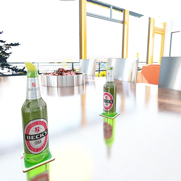 nacho bowl and becks beer bottles 3d model 3ds max fbx obj 148038