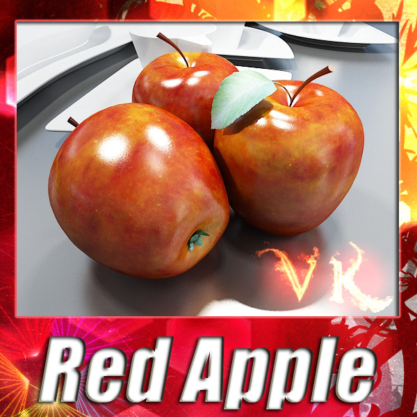red apple high detail 3d model 3ds max fbx obj 132659
