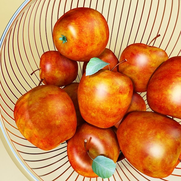 red apples in decorative metal wire container 3d model 3ds max fbx obj 132684