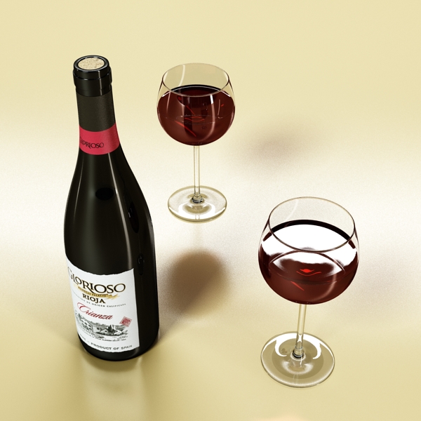 red wine bottle and cup 3d model 3ds max fbx obj 144777