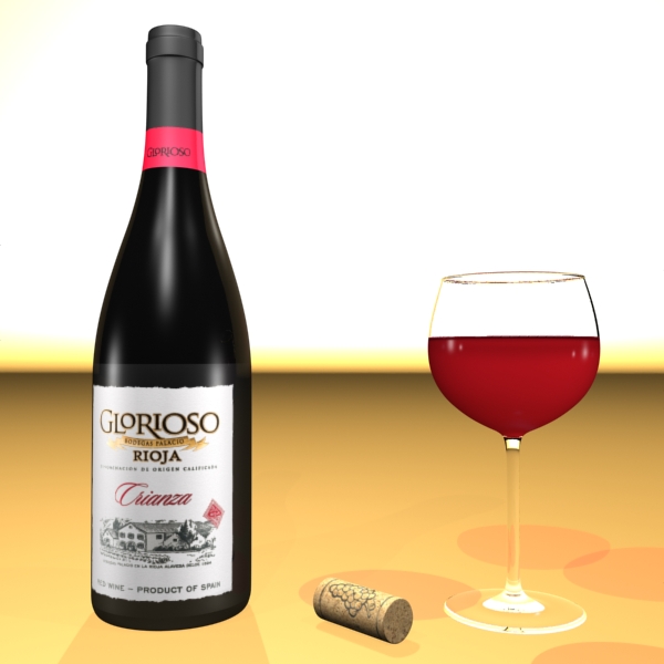 red wine bottle and cup 3d model 3ds max fbx obj 144781
