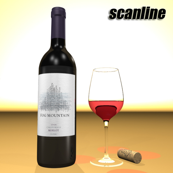red wine bottle fog mountain and cup 3d model 3ds max fbx obj 144979