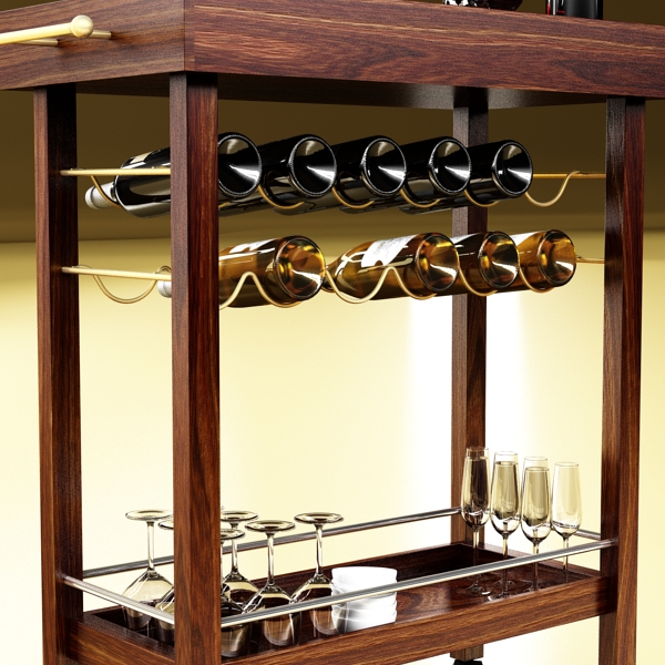 wine table rack, bottles and glasses 3d model 3ds max fbx obj 146457