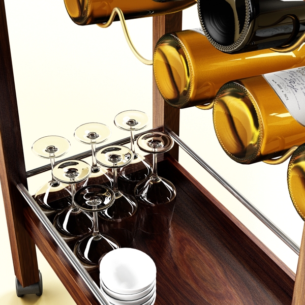 wine table rack, bottles and glasses 3d model 3ds max fbx obj 146458
