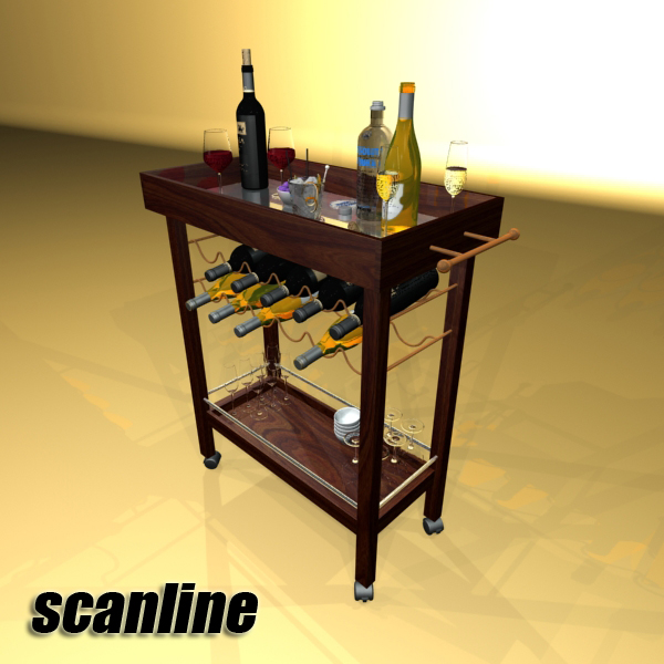 wine table rack, bottles and glasses 3d model 3ds max fbx obj 146464
