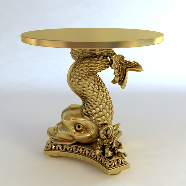 accent table gold fish base 3d model 3ds max fbx obj 120821