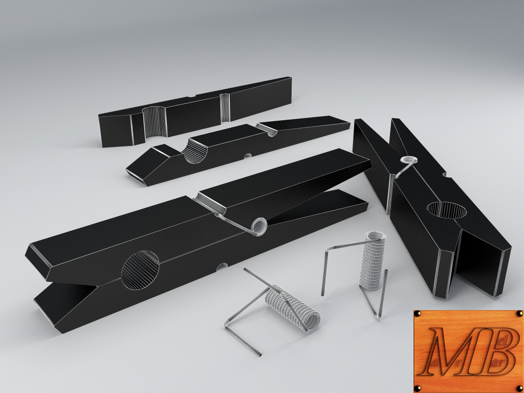 clothespin 3d model 3ds max fbx c4d dae obj 156244
