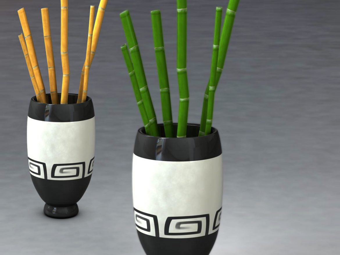 bamboo and vase low poly 3d model 3ds max fbx c4d ma mb obj 163027
