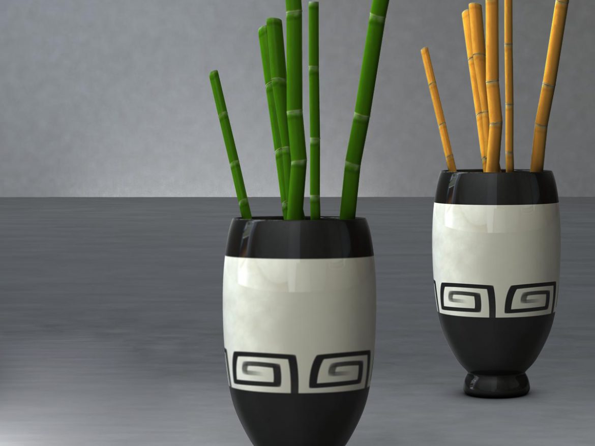 bamboo and vase low poly 3d model 3ds max fbx c4d ma mb obj 163028
