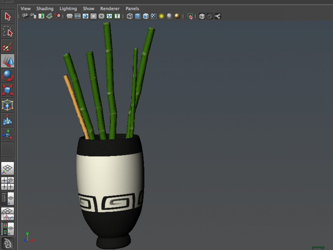 bamboo and vase low poly 3d model 3ds max fbx c4d ma mb obj 163037