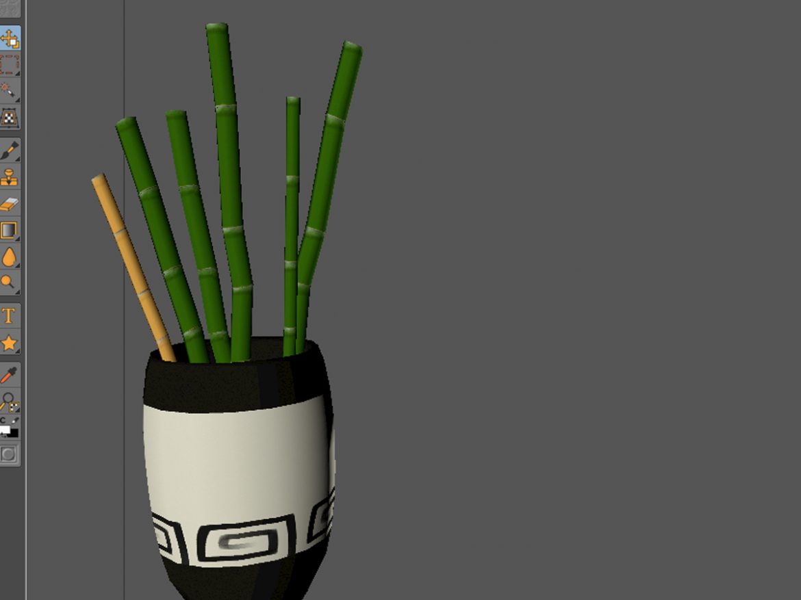 bamboo and vase low poly 3d model 3ds max fbx c4d ma mb obj 163038