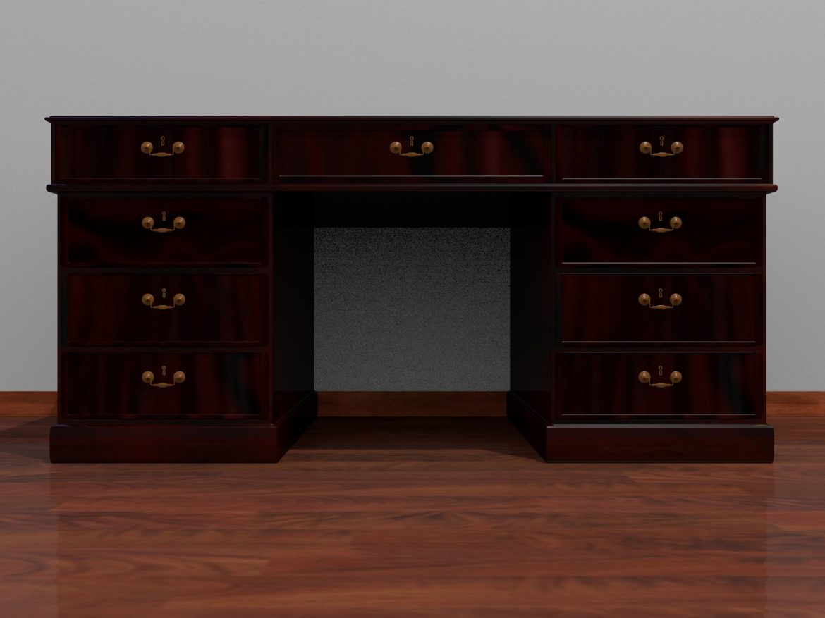 dark wood desk 3d model fbx blend dae obj 117672