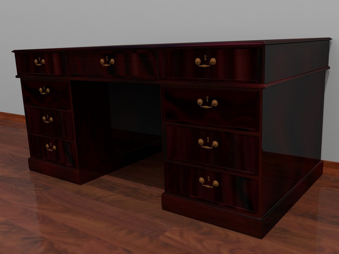 dark wood desk 3d model fbx blend dae obj 117673