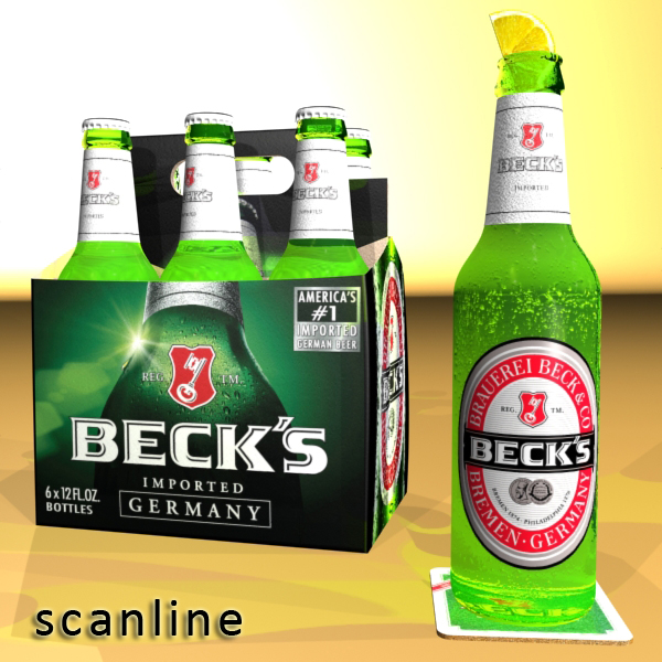 becks 6 bottles cardboard pack 3d model 3ds max fbx obj 142393