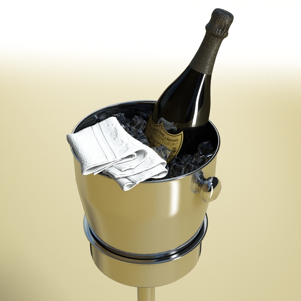 champagne set 3 – bottle, flute and ice bucket 3d model 3ds max fbx obj 144556