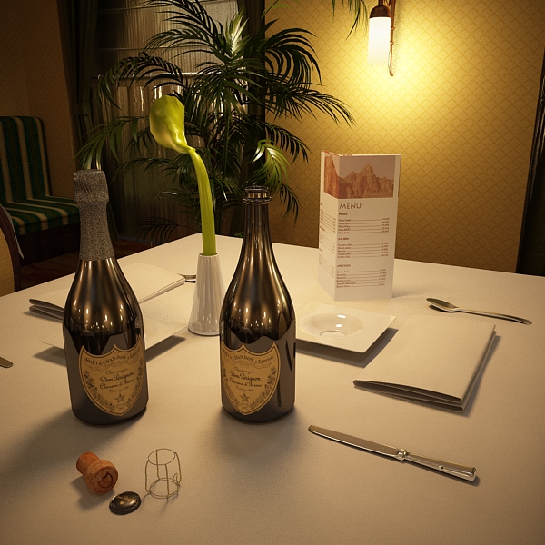 champagne set 3 – bottle, flute and ice bucket 3d model 3ds max fbx obj 144573