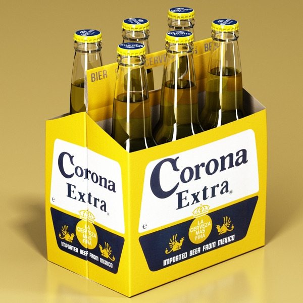 corona beer bottle – 6 pack 3d model 3ds max fbx obj 141102
