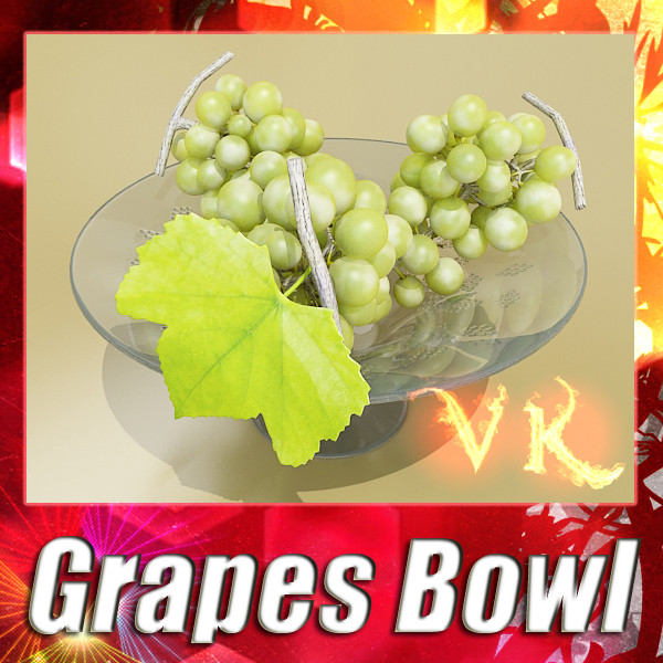 green grapes in glass bowl 3d model 3ds max fbx obj 133034