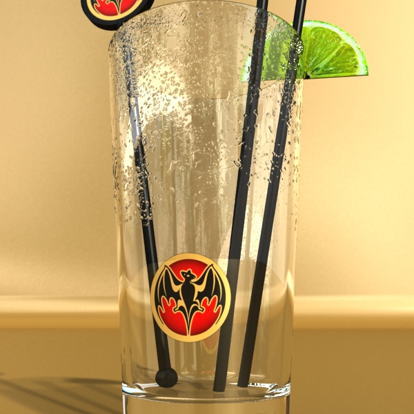 high detailed bacardi bottle, mojito and rum shot 3d model 3ds max fbx obj 138328