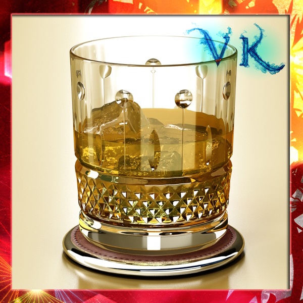 high detailed whisky cut glass and chivas coaster 3d model 3ds max fbx obj 139570