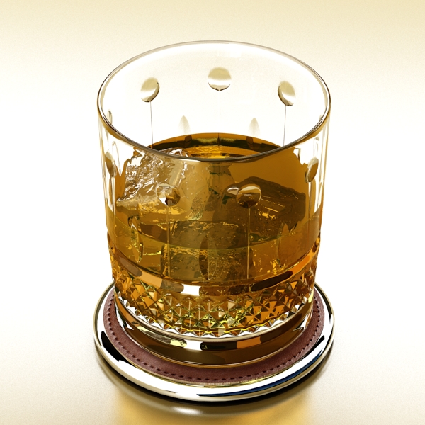 high detailed whisky cut glass and chivas coaster 3d model 3ds max fbx obj 139572