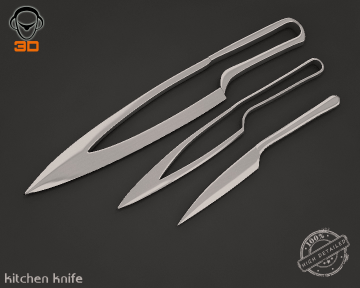 kitchen knife 3d model 3ds max fbx obj 138368