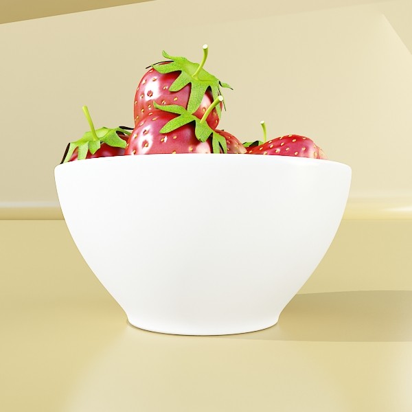 photorealistic strawberries in bowl 3d model 3ds max fbx obj 133195