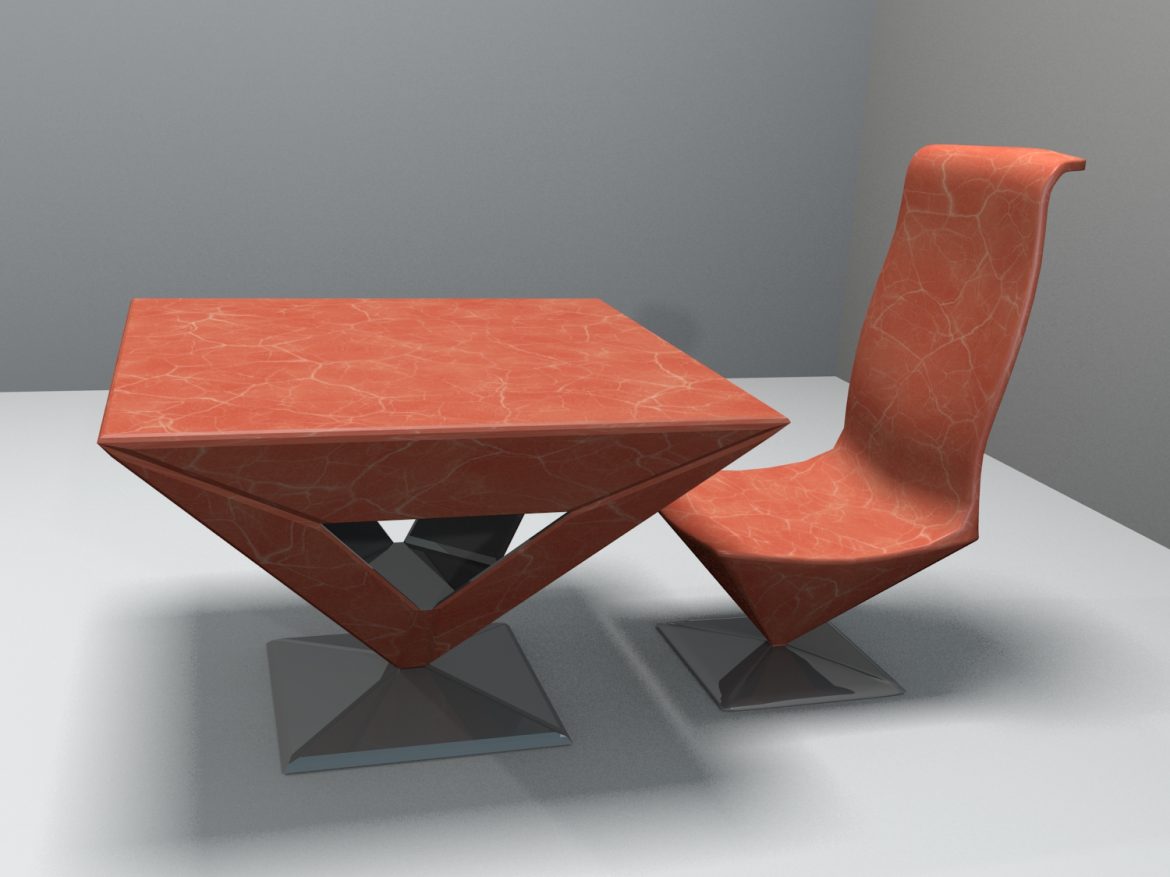 pyramid table and chair 3d model blend obj 140166