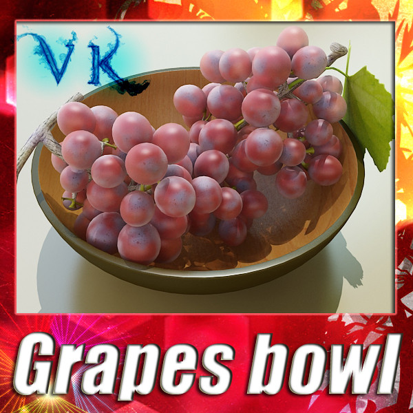 red grapes in bowl 12 3d model 3ds max fbx obj 133067