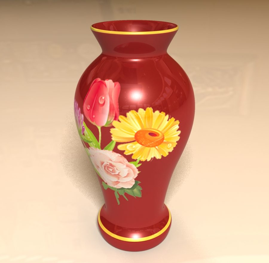 red vase 3d model 3ds max blend br4 obp obj 119330