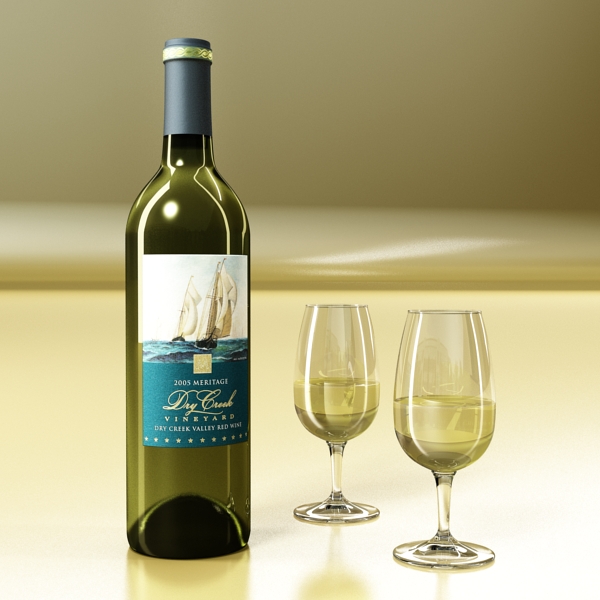 white wine bottle and cup 3d model 3ds max fbx obj 144926