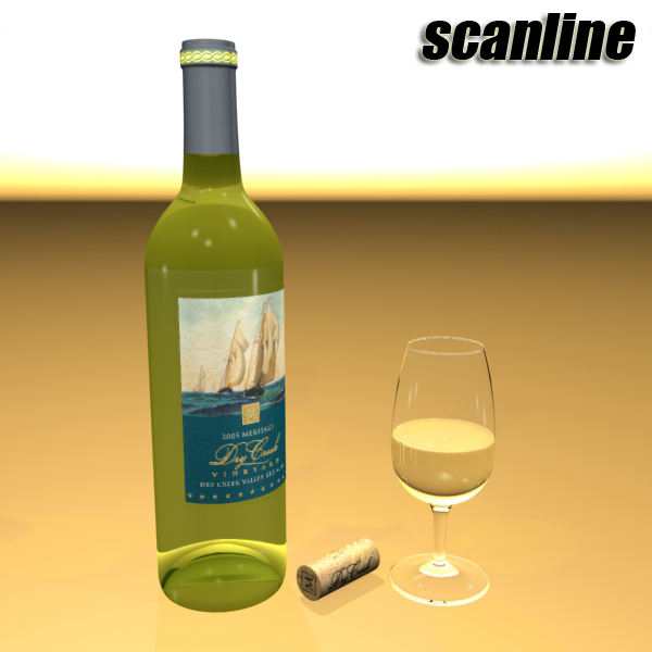 white wine bottle and cup 3d model 3ds max fbx obj 144935