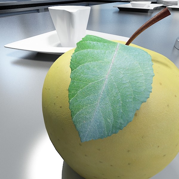 yellow apple high detail resolution 3d model 3ds max fbx obj 132732