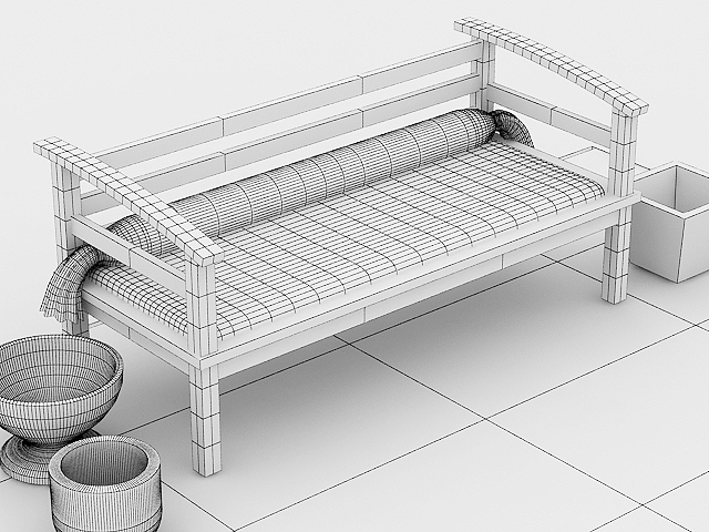 garden wooden sofa 3d model max 113428